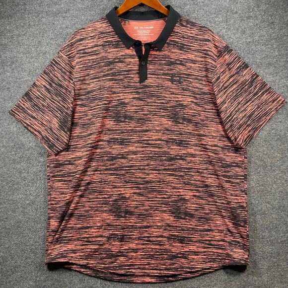 Under Armour The Iso-Chill Polo Shirt Men's XXL Orange/Black Stretch Activewear - Picture 1 of 10